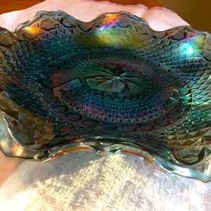 1970’s vintage Indiana Blue Black Carnival Glass